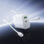 Сетевое зарядное устройство BOROFONE BA106A с кабелем USB-C to Lightning, White