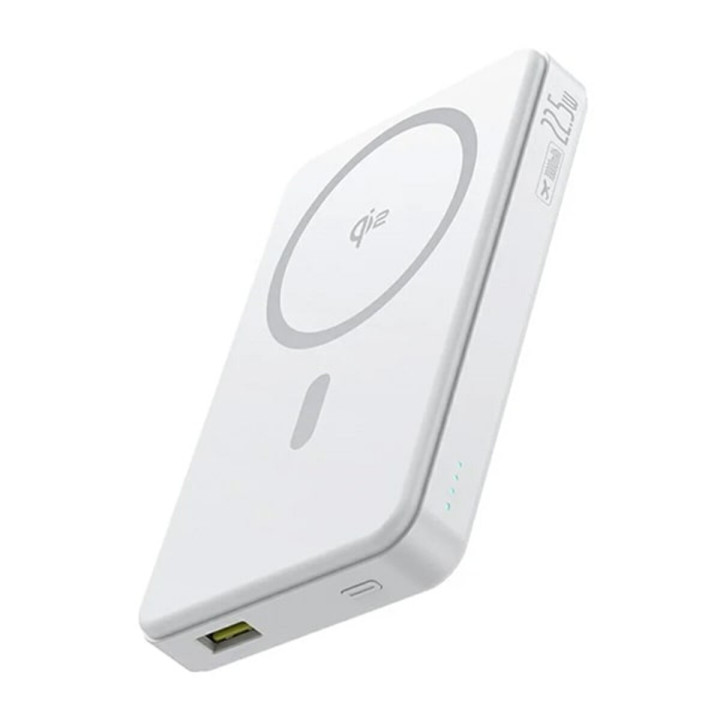 Внешний аккумулятор Power Bank Baseus Airpow Ⅱ Qi2 10000mAh 22.5W Cable Type-C to Type-C, Moon-White