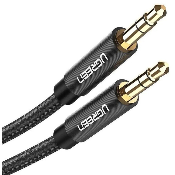 Аудіо кабель UGREEN AV112 AUX 3.5 мм to AUX 3.5 мм Cable Gold Plated Metal Case with Braid 1m, Black