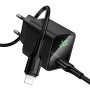 Мережевий зарядний пристрій HOCO CS82A з кабелем Type-C to Lightning, Black