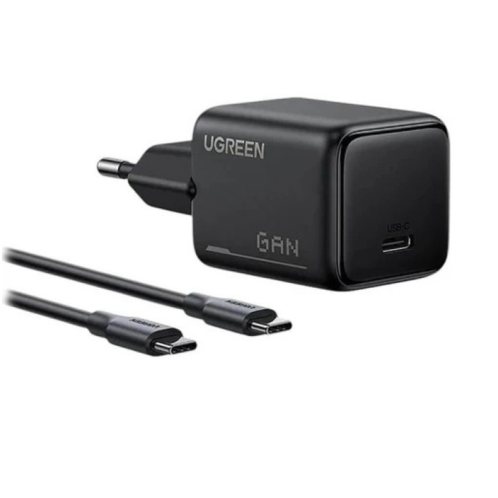 Мережевий зарядний пристрій UGREEN X517 з кабелем Type-C to Type-C, Black