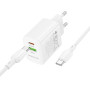 Мережевий зарядний пристрій BOROFONE BN29 Fuente PD30W / QC3.0 Cable Type-C to Type-C, White