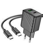 Сетевое зарядное устройство HOCO CS23A Type-C PD30W/USBQC3.0 кабель Type-C to Type-C 1m, Black