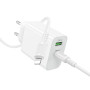 Сетевое зарядное устройство BOROFONE BA106A с кабелем USB-C to Lightning, White