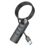 USB Хаб Borofone DH5 Erudite 4-in-1 adapter USB3.0*4 1.2M, Black