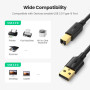 Кабель для принтера UGREEN US135 USB 2.0 AM to BM Print Cable 2m, Black