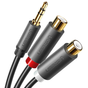 Аудіокабель UGREEN AV109 UGR-10547 3.5mm Male to 2RCA Female 25 cm, Gray