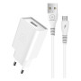 Сетевое зарядное устройство WUW T82 с кабелем USB-A to MicroUSB, White
