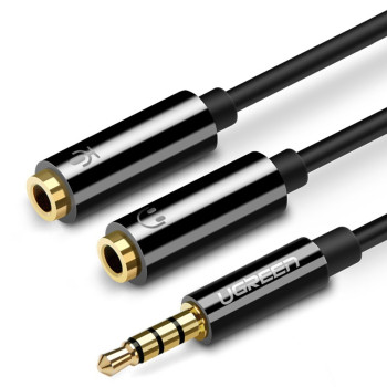 Аудіокабель - розгалужувач UGREEN AV141 3.5mm male to 2 Female, Black