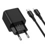 Мережевий зарядний пристрій HOCO CS82A з кабелем Type-C to Lightning, Black