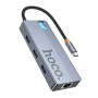 USB Hub HOCO HB51 Wow 6-in-1 multi-function converter HDTV / RJ45 / Type-C / USB3.0, Deep Space Gray