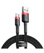 Кабель Baseus Cafule USB to Type-C 3A 1m, Red - Black