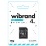 Карта памяти microSDHC Wibrand 4Gb class 4 + adapter SD, Black