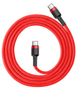 Data Кабель Baseus CATKLF-G09 Cafule Type-C to Type-C 3A 1m, Red
