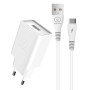 Мережевий зарядний пристрій WUW T82 з кабелем USB-A to USB-C, White
