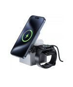 Беспроводное зарядное устройство ACEFAST E18 Rubik's Cube 3-in-1 wireless charging holder, Metal Gray