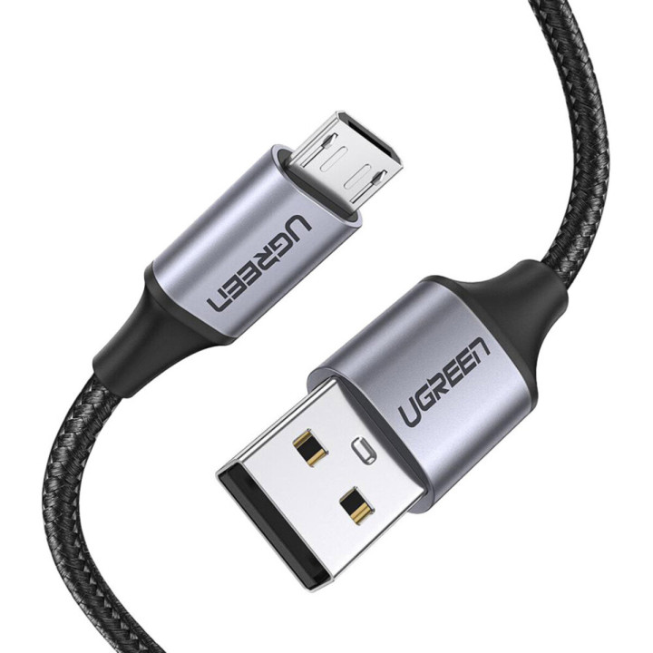 Data-Кабель UGREEN US290 Micro USB 2.0 1m, Metal - Black