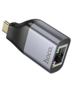 Перехідник HOCO UA35 Type-C to RJ45, Metal Gray