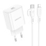 Мережевий зарядний пристрій BOROFONE BA81A PD20W / QC3.0 Cable Type-C to Lightning, White