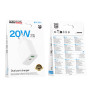 Мережевий зарядний пристрій BOROFONE BA106A PD20W, White