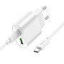 Сетевое зарядное устройство HOCO C109A с кабелем Type-C - Type-C PD20W/QC3.0, White