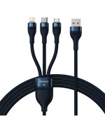 USB Data Кабель Baseus Flash Series Ⅱ USB to Micro USB, Lightning, Type-C 66W 1.2m, Blue