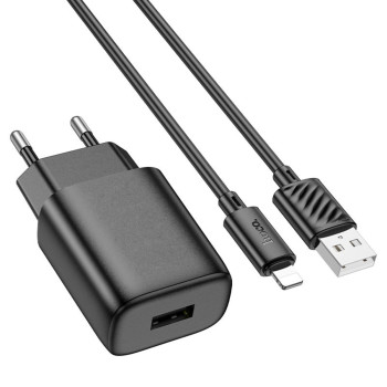 Мережевий зарядний пристрій HOCO C134A Solid single-port 12 W, Black