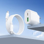 Сетевое зарядное устройство HOCO C109A с кабелем Type-C - Type-C PD20W/QC3.0, White