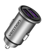 Автомобільний зарядний пристрій Vention Two-Port USB QC3.0 60W 5A, Gray