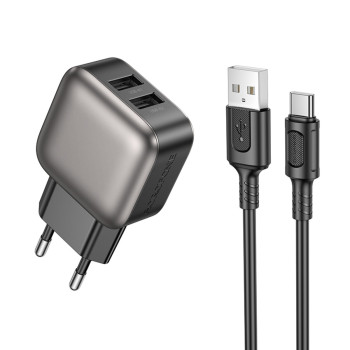 Мережевий зарядний пристрій з кабелем BOROFONE BAS51A 12 W, Black