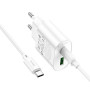 Сетевое зарядное устройство HOCO C109A с кабелем Type-C - Type-C PD20W/QC3.0, White