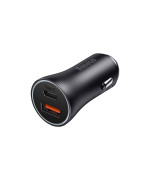 Автомобільний зарядний пристрій Baseus Golden Contactor Max Dual Fast Charger Car Charger U/C 60W, Dark Gray ( CGJM000113 )