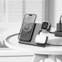 Бездротовий зарядний пристрій HOCO CQ1 3-in-1 15W для смартфонів з технологією Qi, навушників, Smart Watch, Black