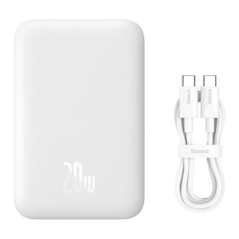 Внешний аккумулятор Power Bank Baseus Magnetic Mini Air Wireless 20W cable Type-C to Type-C 6000mAh, White