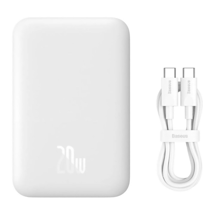 Зовнішній акумулятор Power Bank Baseus Magnetic Mini Air Wireless 20W cable Type-C to Type-C 6000mAh, White