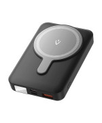 Power Bank Vention Magnetic Wireless LED Display PD22.5W / QC 3.0 10000 mAh, Black