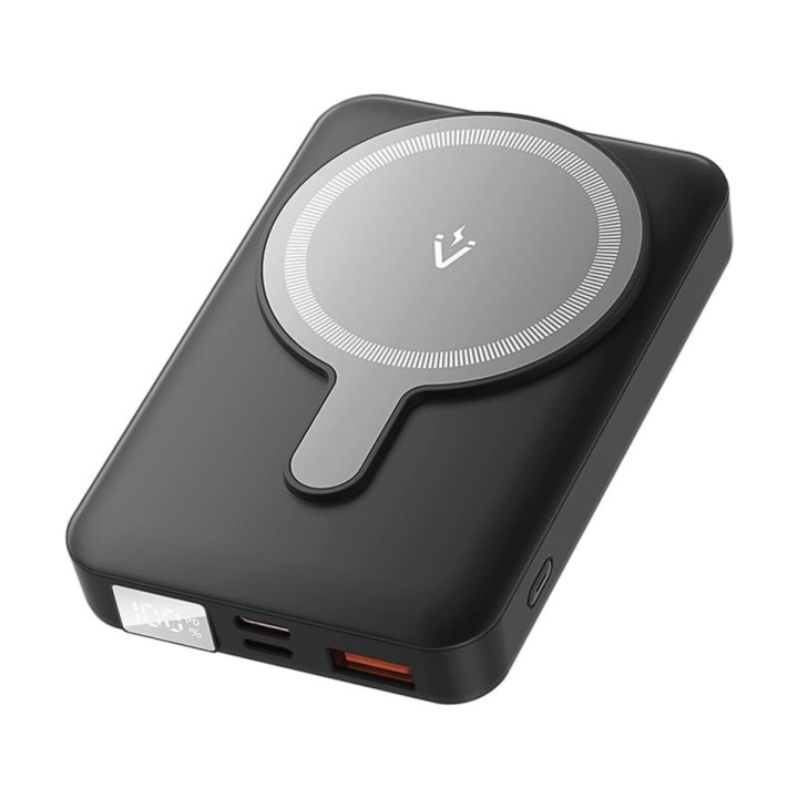 Power Bank Vention Magnetic Wireless LED Display PD22.5W / QC 3.0 10000 mAh, Black