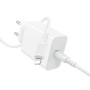 Сетевое зарядное устройство BOROFONE BA107A с кабелем USB-C to Lightning, White