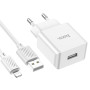 Сетевое зарядное устройство HOCO C106A Leisure single port charger set 10.5W 2.1 A, White