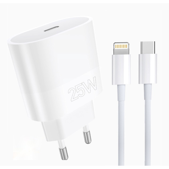 Сетевое зарядное устройство WUW T86L PD25W с кабелем USB C to Lighting, White