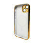 Чехол AG Glass Sapphire Frame MagSafe для iPhone 14, Gold