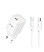 Мережевий зарядний пристрій HOCO C148A Charm single port PD30W Type-C to Type-C, White