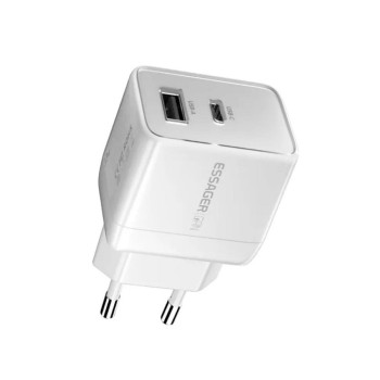 Сетевое зарядное устройство ESSAGER ECT33W PD33W / QC3.0 1.5A, White