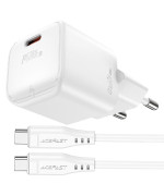 Сетевое зарядное устройство ACEFAST A77 mini PD30W / QC3.0 2.5A cable Type-C to Type-C, White