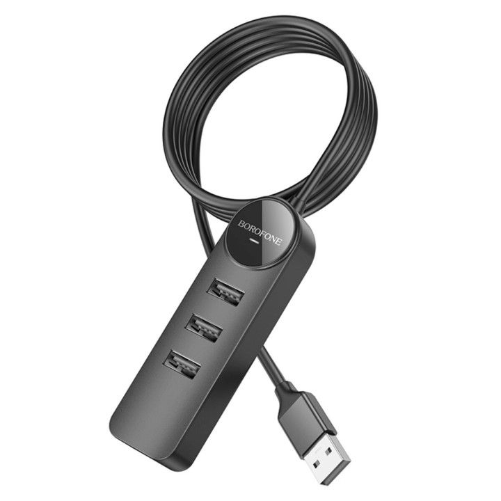 USB-Hub Borofone DH6 Erudite 4-in-1 USB to USB3.0*3 / RJ45 1.2, Black