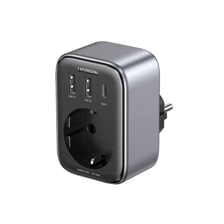 Сетевое зарядное устройство UGREEN CD314 30W Outlet Extender EU (2A 1C), Black