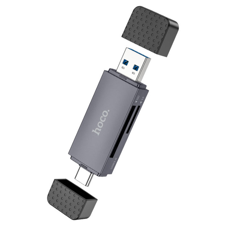 Кардрідер HOCO HB45 2-in-1 USB / Type-C 3.0, Metal gray