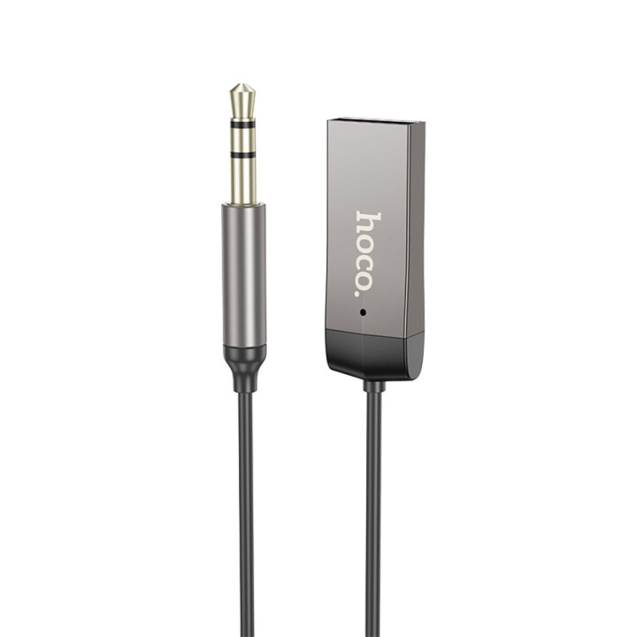 Bluetooth-ресивер HOCO E78 Benefit car AUX BT receiver with cable, Metal Gray