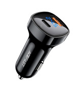 Автомобільний зарядний пристрій ACEFAST B4 digital display 66W Type-C / USB, Black