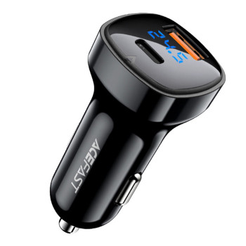 Автомобільний зарядний пристрій ACEFAST B4 digital display 66W Type-C / USB, Black